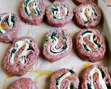 A picture of step 3 of Meat Pinwheels with Ham, Cheese, and Spinach.