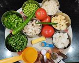 A picture of step 1 of Jain Veg Kolhapuri.