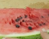 A picture of step 1 of Homemade watermelon popsicles.