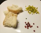 A picture of step 1 of Salmon with a pistachio and red pepper crust.