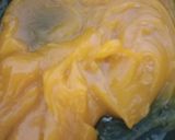 A picture of step 6 of Custard Powder Halwa cake mango flavour.
