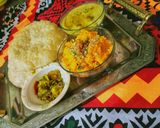 A picture of step 10 of Halwa poori aloo tarkri.