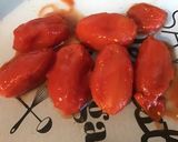 Une image de l'étape 2 de Pavé de saumon au thym frais,tomates et citron vert (riz Halloween).