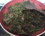 A picture of step 2 of Amaranth garlic fry.