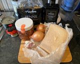 A picture of step 1 of Penne al'arrabiata (pasta with a spicy tomato sauce).