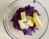 A picture of step 2 of Rice Flour Purple Sweet Potato Pancakes.