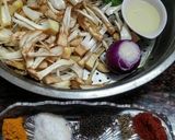 A picture of step 1 of Fansachi bhaji.