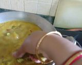 A picture of step 9 of Basanti kadhi pakodas.