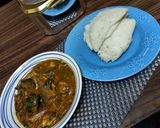 A picture of step 1 of Rich Ogbono veg soup.