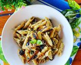 A picture of step 4 of Cold Pasta with Eggplant and Almond Pesto.