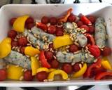 Feta, pine nut, roasted veg and bulgur wheat tray bake! (+ bonus sausages!) recipe step 3 photo