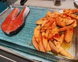 Dried Scallop Pasta With Baked Salmon Steak And Baked Sweet Potato In Coconut Oil recipe step 1 photo