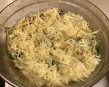 A picture of step 3 of California Farm Leek, Cheese and Ham Casserole, traditional and vegan.