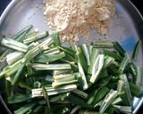 A picture of step 1 of Kurkuri bhindi.