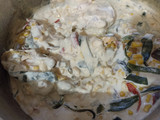 Rajas en crema con elote y pollo