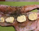 A picture of step 4 of Monkfish Roast Wrapped in Bacon with Red and White Wine Bordelaise Sauces.