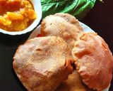 A picture of step 4 of Rajgira singada poori with Aloo subji.