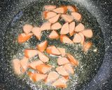 A picture of step 1 of Sausage fried rice.