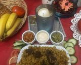A picture of step 4 of Leftover Beef Qorma Pilao Qorma flip into Qorma Pilao.