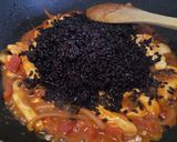 A picture of step 4 of Spicy chicken, veg and black rice one pan.
