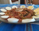Foto del paso 4 de la receta: Fideos de calabacín con pesto rojo y huevo