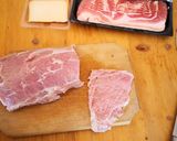 Baconnel és füstölt sajttal töltött karajszeletek recept fázis 1 fotója