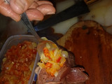 Carne rellena con papas al horno