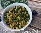 A picture of step 3 of Anda Bhurji with Fresh Drumstick Leaves.
