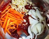 A picture of step 4 of Spicy Collard Kimchi/lacto-fermentation.