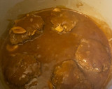 A picture of step 3 of Simple Salisbury steaks over mashed potatoes.