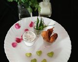 A picture of step 7 of Paneer stik with yogurt dip.