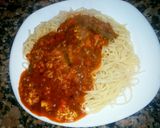 Foto del paso 5 de la receta: Fideos con salsa de carne y chorizo 😋🍝