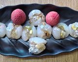 A picture of step 4 of Stuffed litchi with petha and dry fruits.