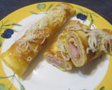 Sonkás-sajtos tojáspalacsinta recept fázis 3 fotója