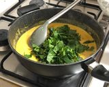 A picture of step 5 of Mix veg with mango purée and coconut milk.