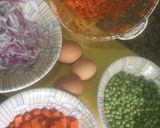 A picture of step 1 of Chinese fried rice.