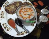 A picture of step 7 of Corn Soup with Potato Fritters.