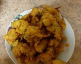 A picture of step 6 of Potato and Onion fritters.#teamkitchenqueens.