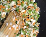 A picture of step 4 of Fried rice-a chinese dish served with manchurian.