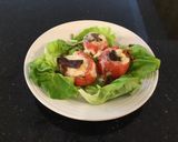 A picture of step 8 of Turkey and Ham Club Stuffed Tomato.