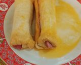 รูปขั้นตอนการทำที่ 4 ของ ขนมปังม้วนแฮมไก่