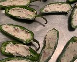A picture of step 4 of KETO Jalapeño poppers with cream cheese and bacon.