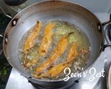 A picture of step 3 of Mirchi Bhajiye with Gongura Chutney.