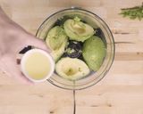 A picture of step 4 of Avocado cream with sweet potato chips.