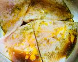 A picture of step 1 of Stingray wings with mussel sauce.