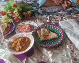 A picture of step 2 of Aalu ka chat pata saalan.