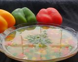 A picture of step 4 of Paneerjal (Whey) vegetable soup.