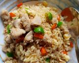 A picture of step 6 of Stir fry rice and chicken.