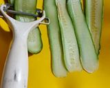 A picture of step 1 of Cucumber strip sandwich in 5 minutes.