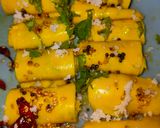 हरी चटनी खांडवी (hari chutney khandvi recipe in Hindi) रेसिपी चरण 6 फोटो